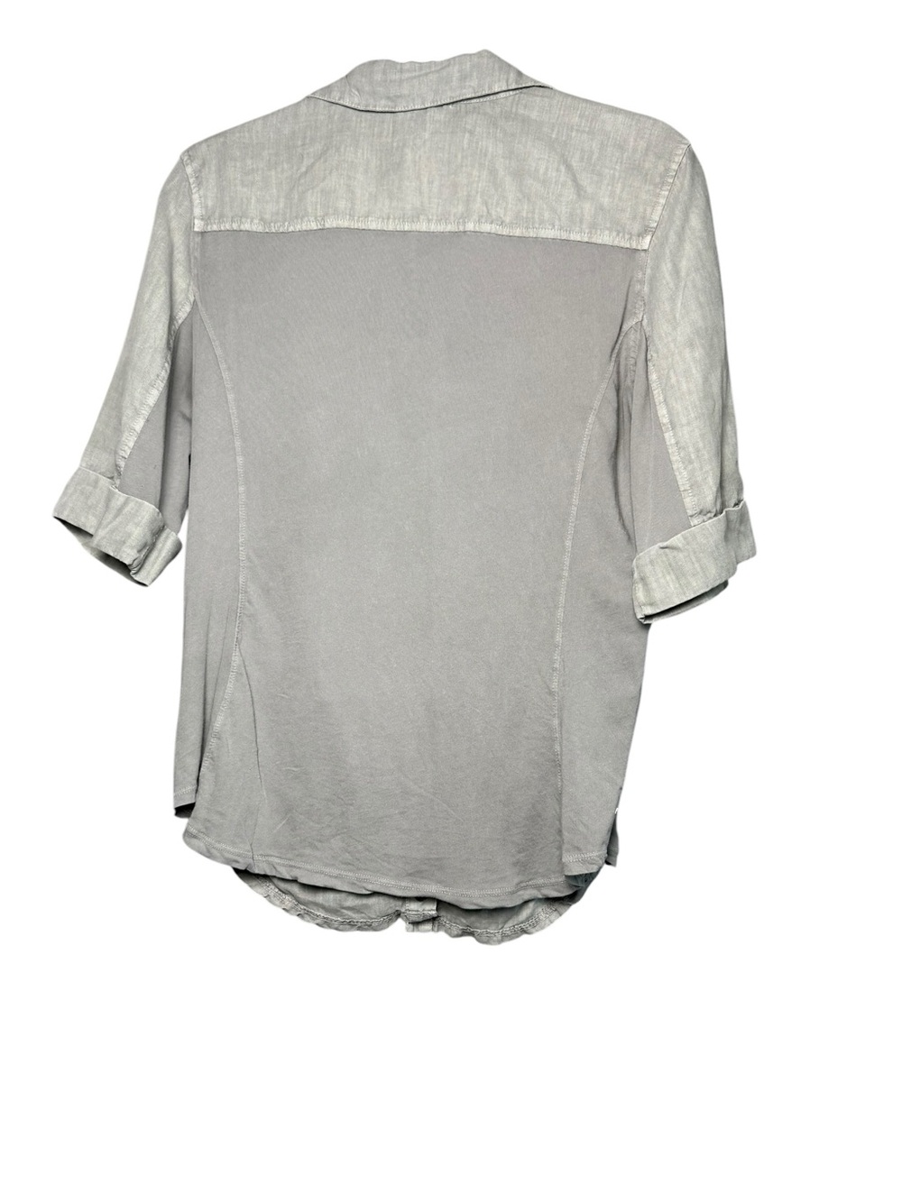 James Perse Gray Linen Mixed Media Button Up Shirt Size 3/L - Picture 4 of 8